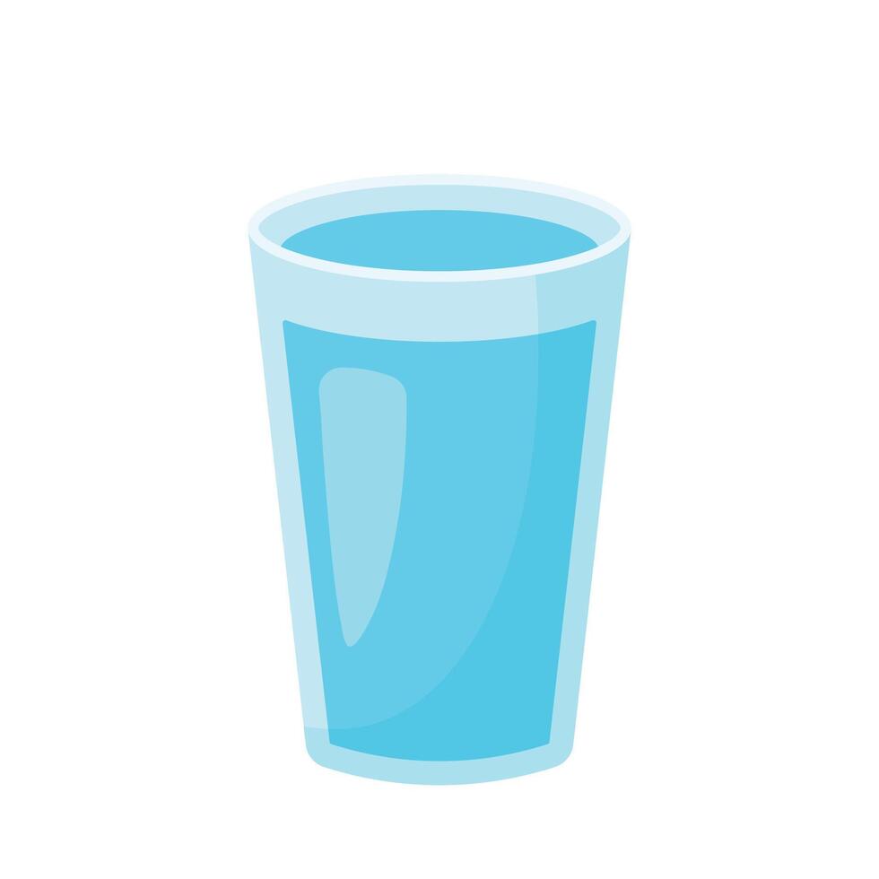 Glass of Water in Flat Icon Vector Illustration