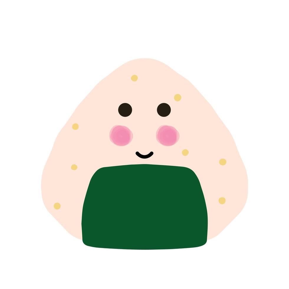 Onigiri in Cute Kawaii Japanese Food Vector Illustration