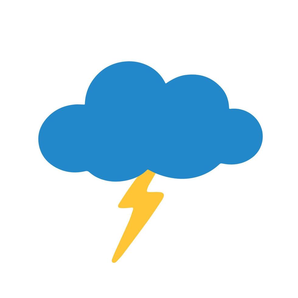 nube con trueno clima plano icono clipart vector ilustración