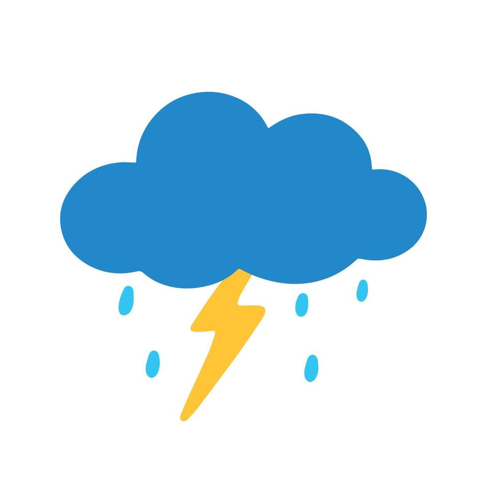 Thunderstorm Cloud Weather Flat Icon Clipart Vector Illustration