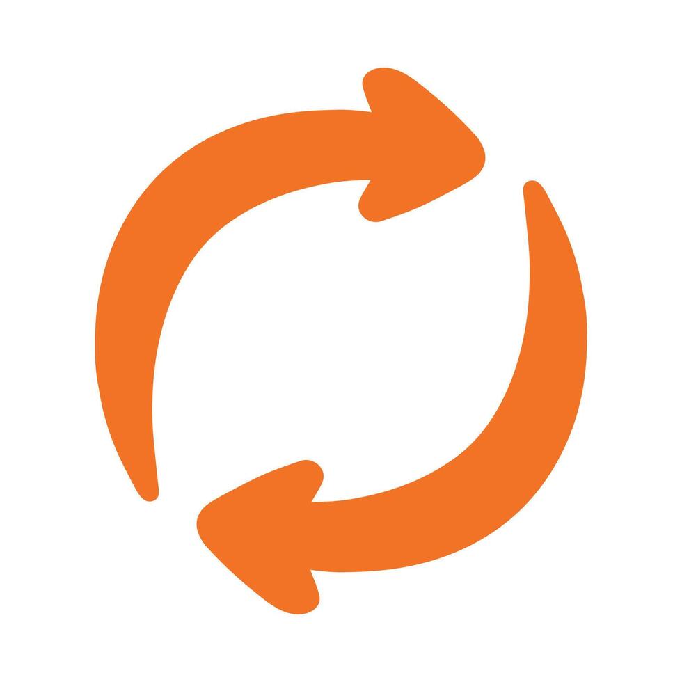Circle Loop Arrow Recycle Icon Hand Drawn Clipart Graphic Vector Illustration