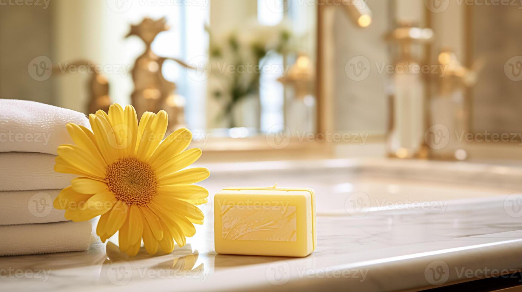 AI generated Scented soap in bathroom, handmade diy cosmetic product, luxury body care gift and spa bath photo