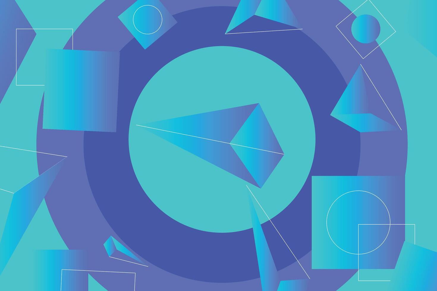 Geometric blue background with azure and violet gradient elements. The composition combines various triangle and rectangle shapes, lines and colors vector