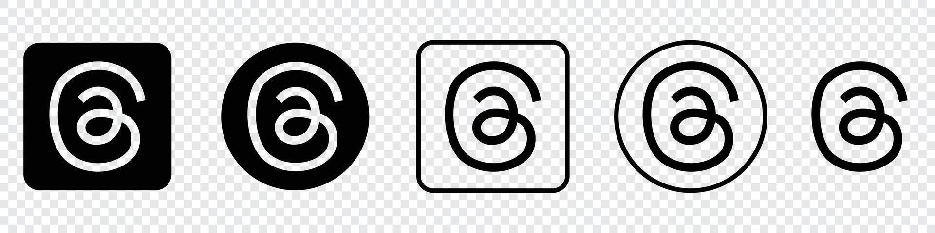 Threads mobile app icon. Threads app icon logo. Threads social media platform logo icon. Social media icon vector