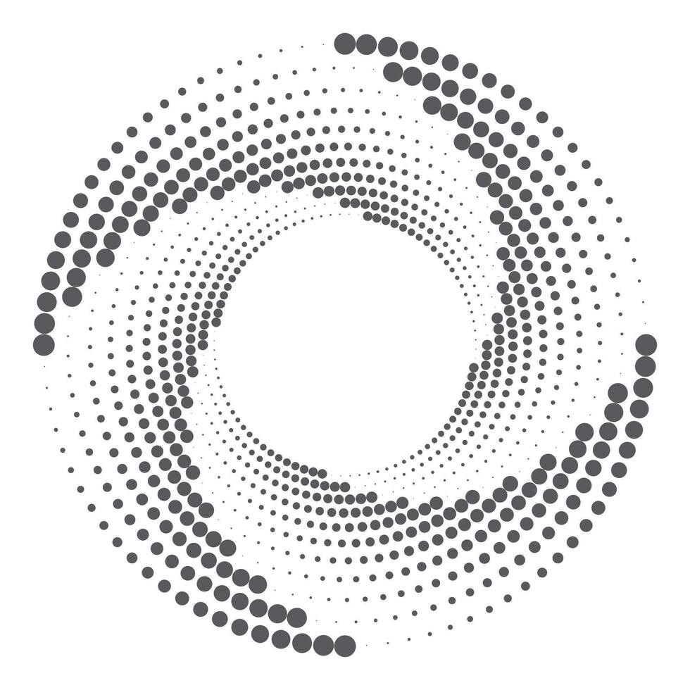 Halftone circular dotted frame. Round dotted frame. Vector rotating dotted circles design. Round border icon. Round logo