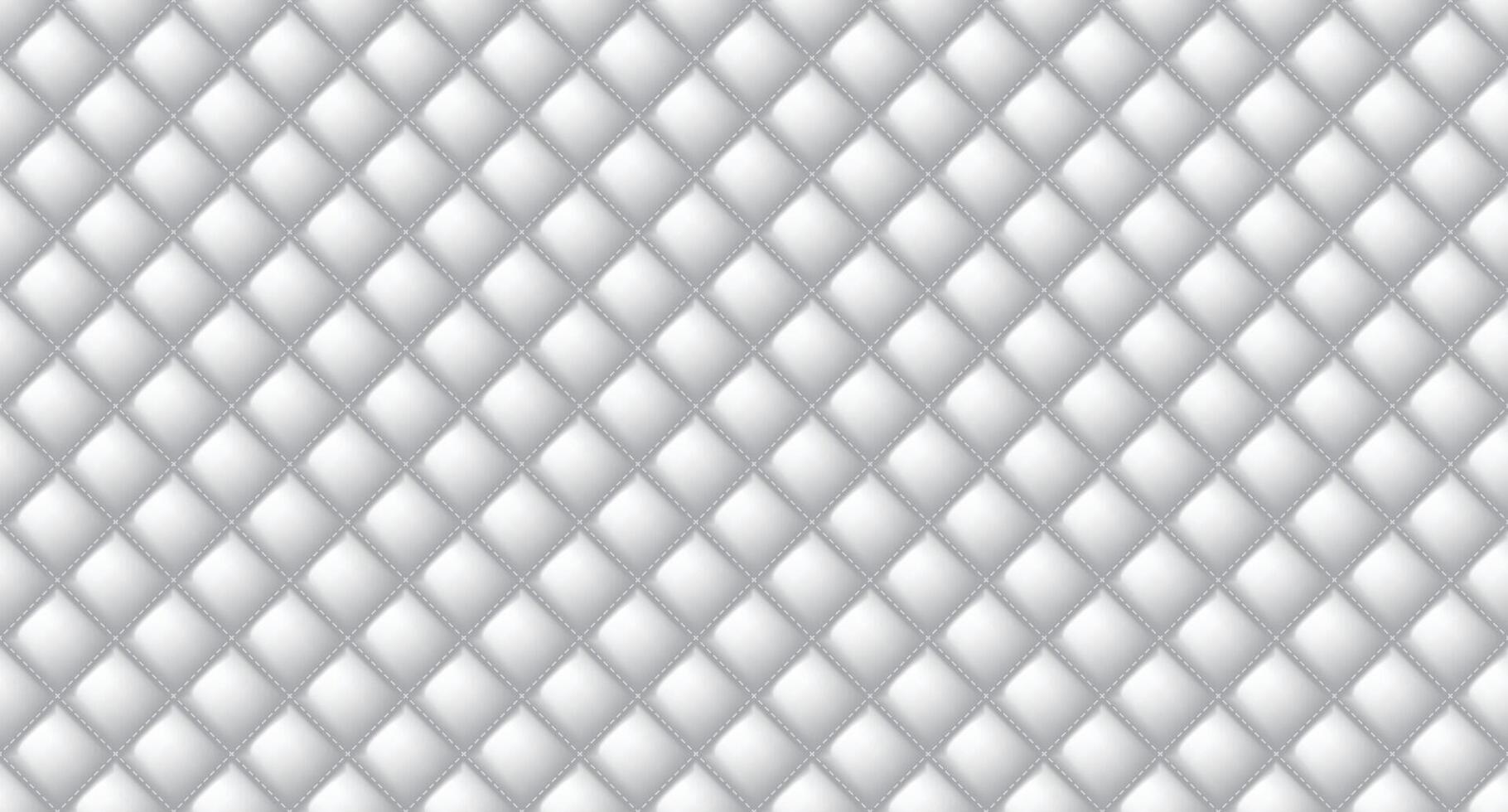 Simple upholstery quilted background. Quilted stitched background pattern. White leather texture sofa backdrop. Seamless texture quilted background vector