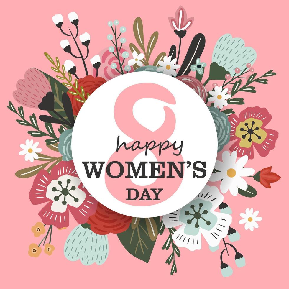 Vector tender Happy Women's Day card. 8 March