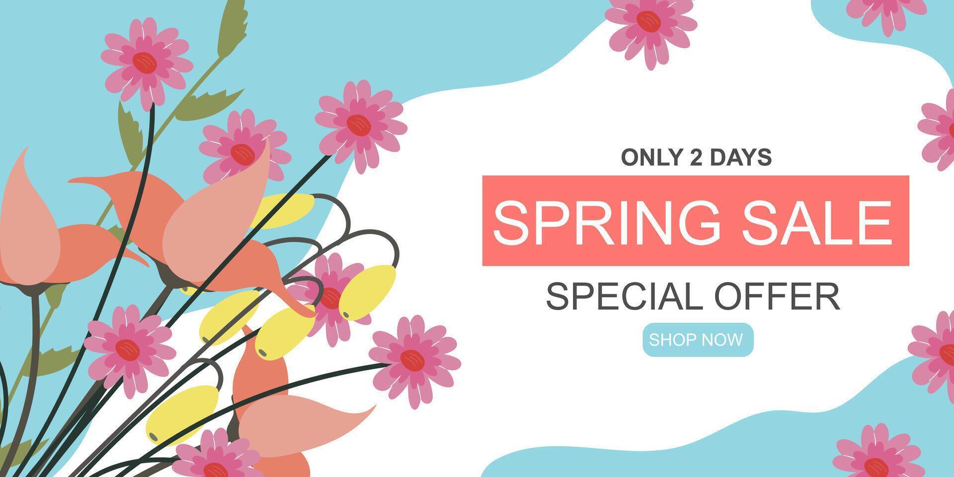 Spring Sale. Spring blooming flowers. Card. Banner vector