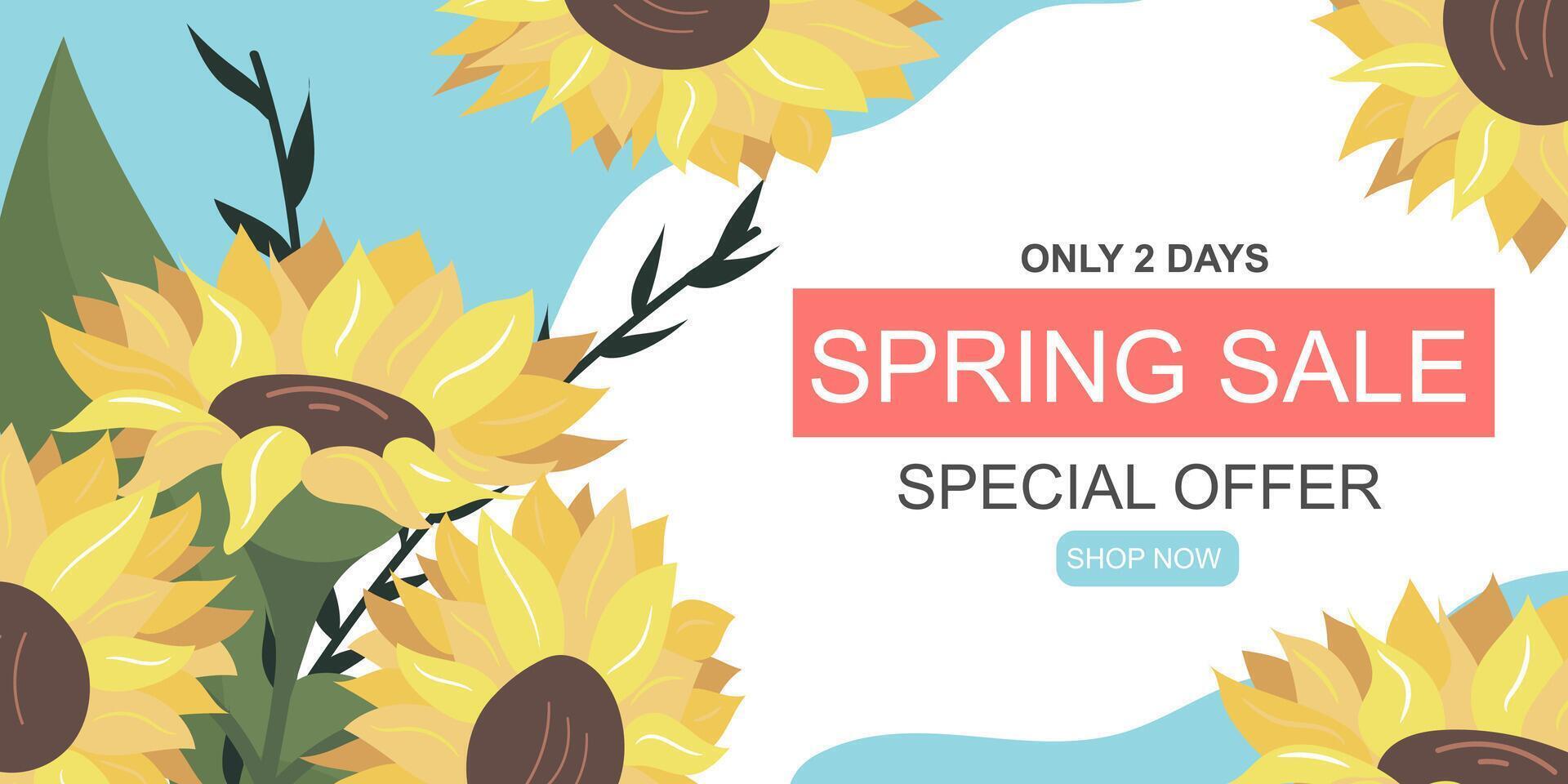 Spring Sale. Spring blooming flowers. Card. Banner vector