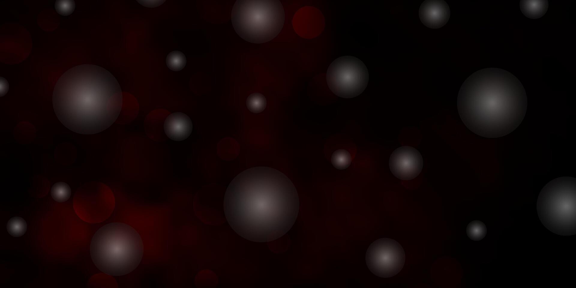 Dark Red vector pattern with circles, stars.