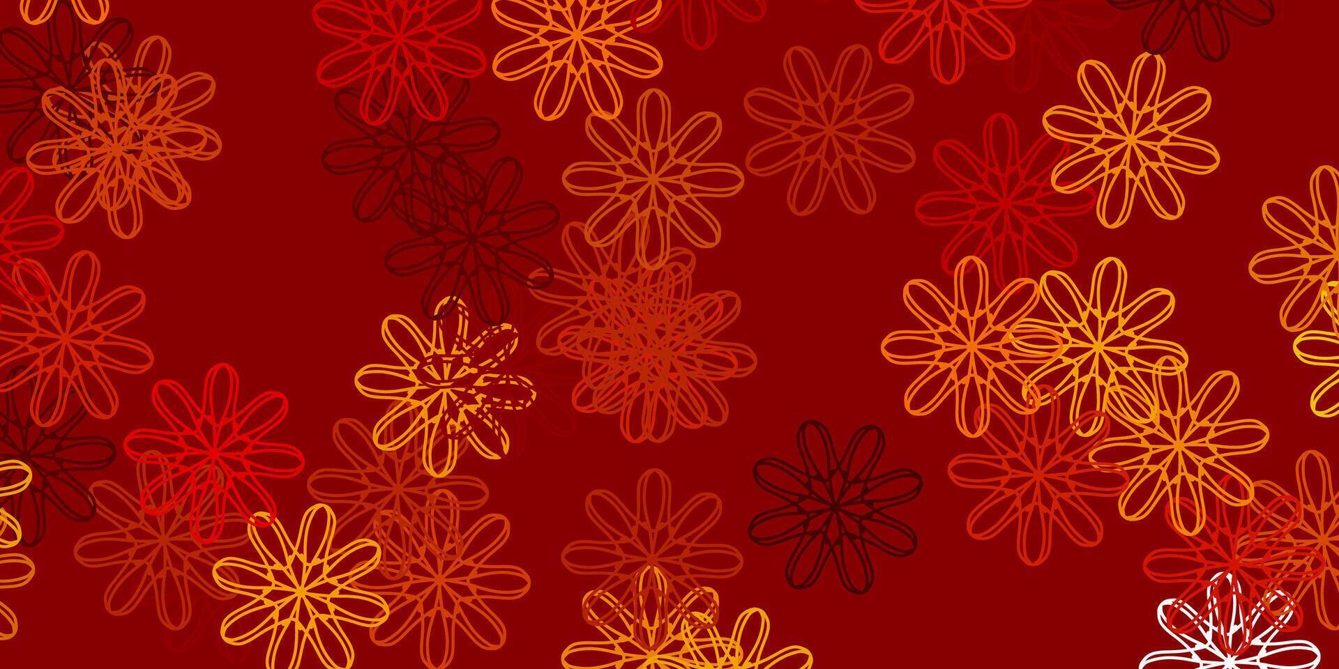 Light Brown vector doodle template with flowers.