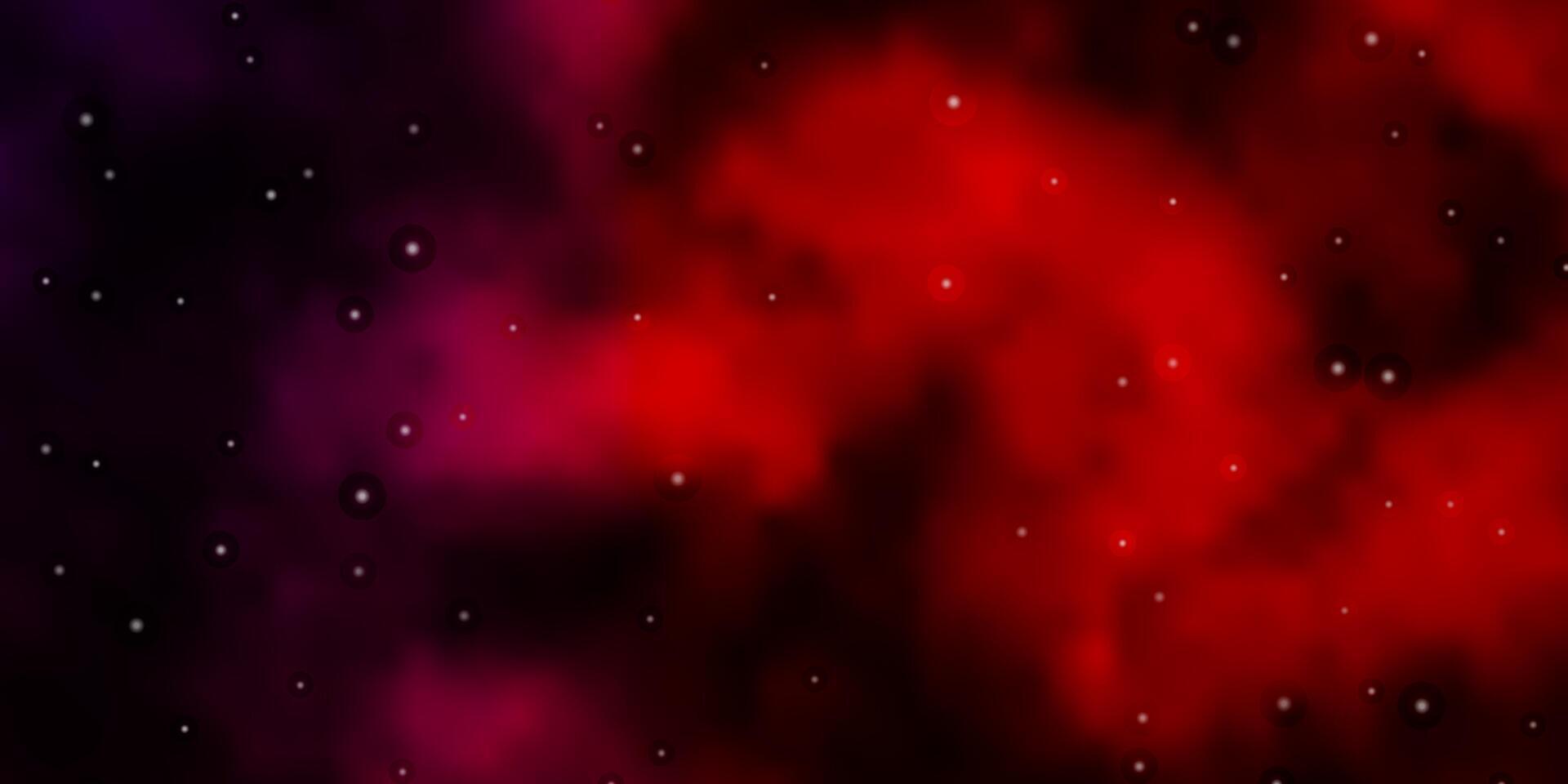 Fondo de vector rojo oscuro con estrellas pequeñas y grandes.