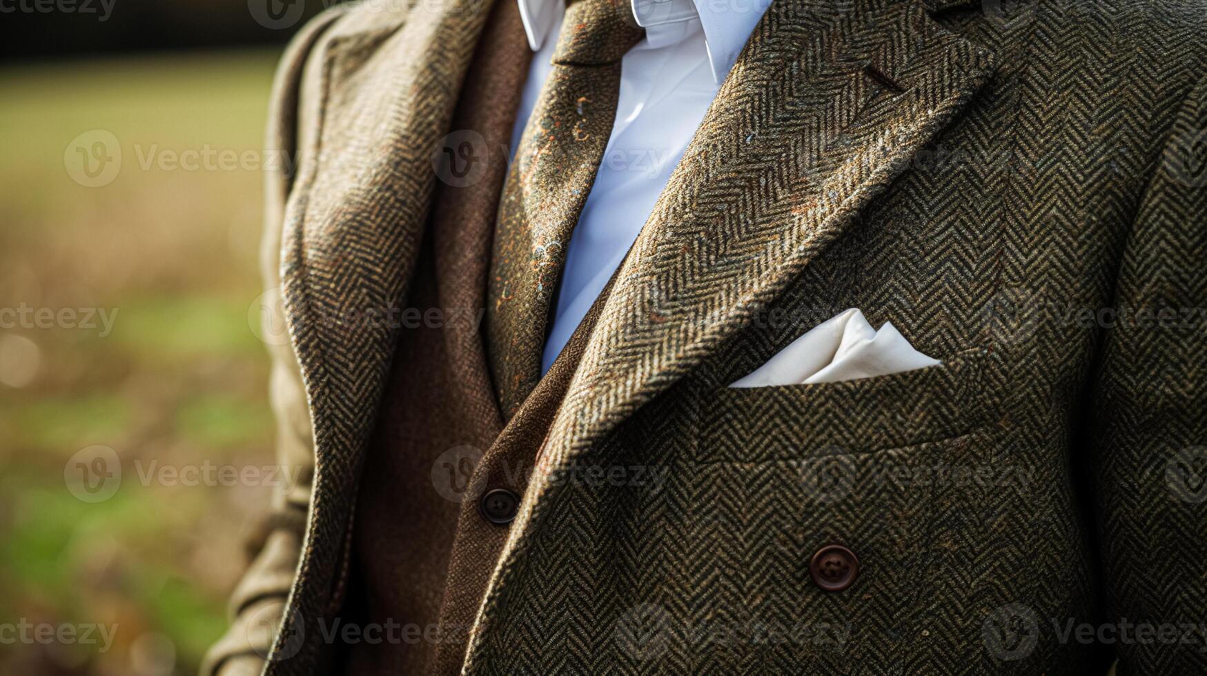 AI generated Menswear autumn winter clothing and tweed accessory collection in the English countryside, man fashion style, classic gentleman look photo