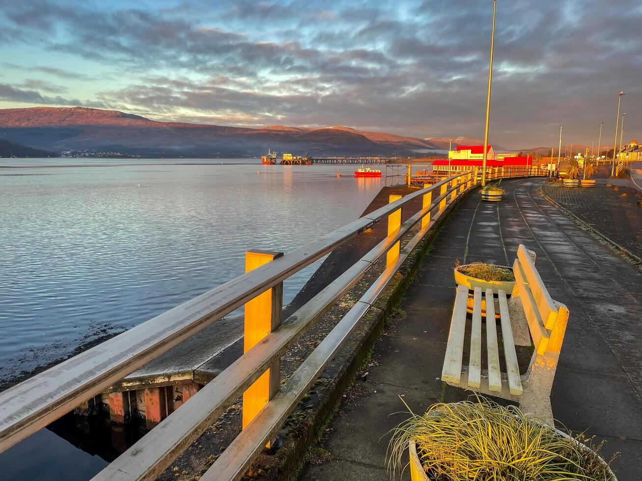 Evening at the harbour in Fort William, Scotland.  Januari 7 2024. photo