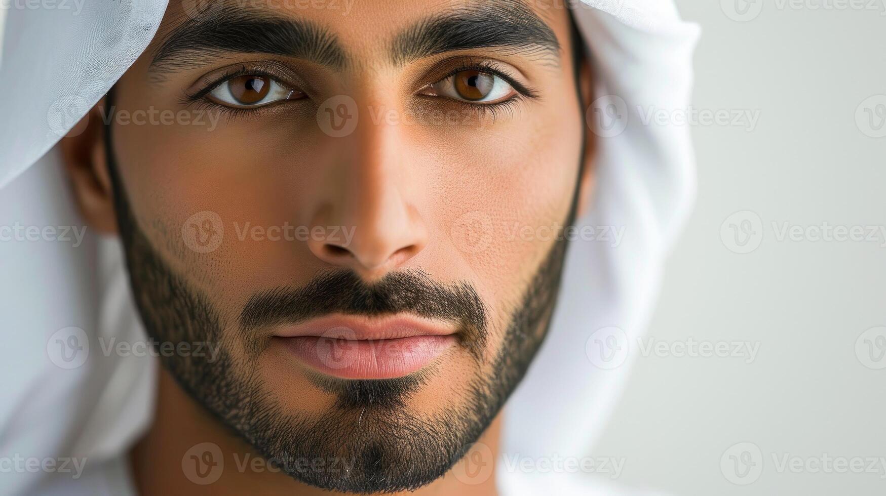 AI generated Close up arabian young man on white background photo