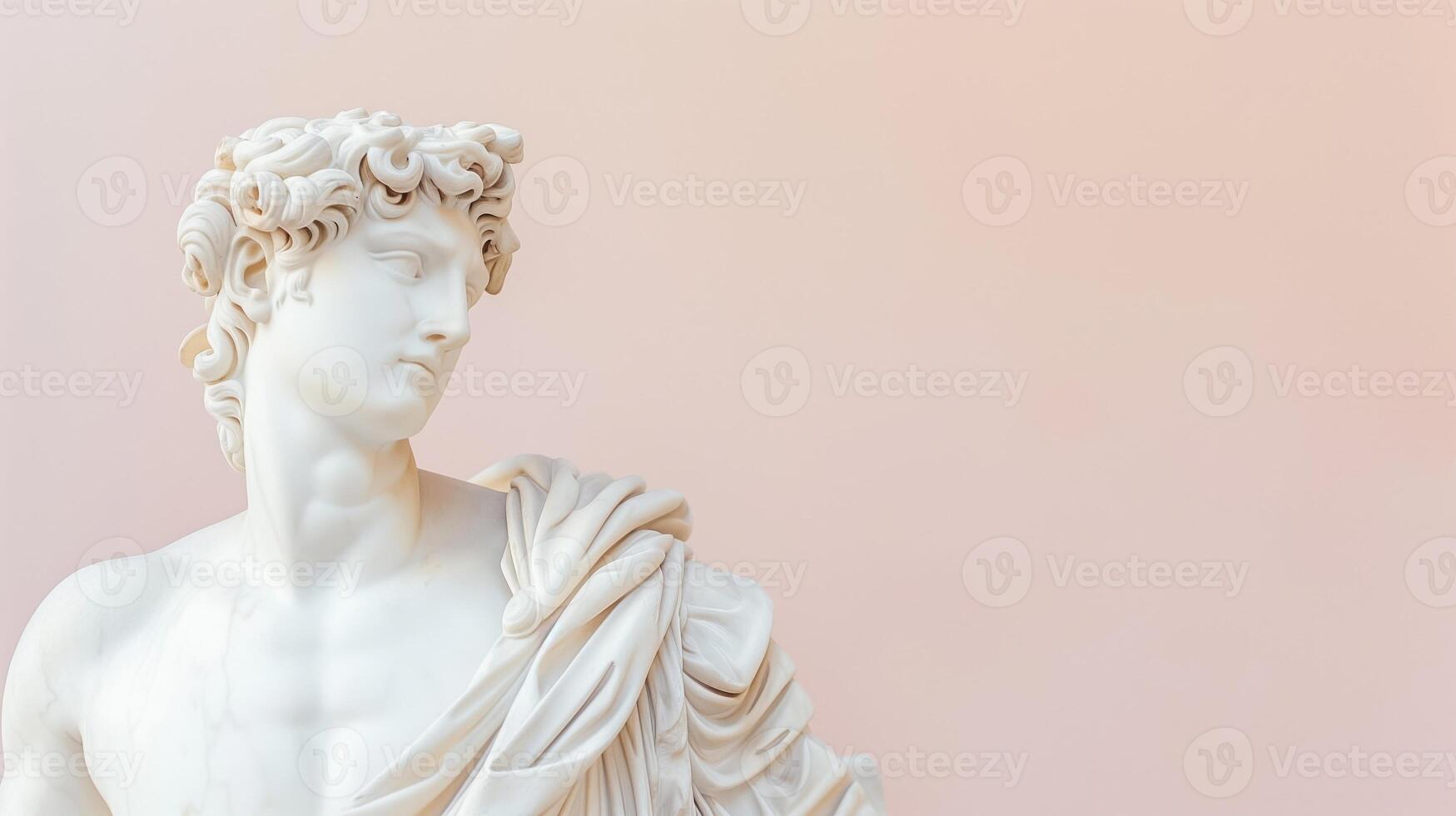 ai generado parisino mármol elegancia, blanco estatua rosado fondo foto