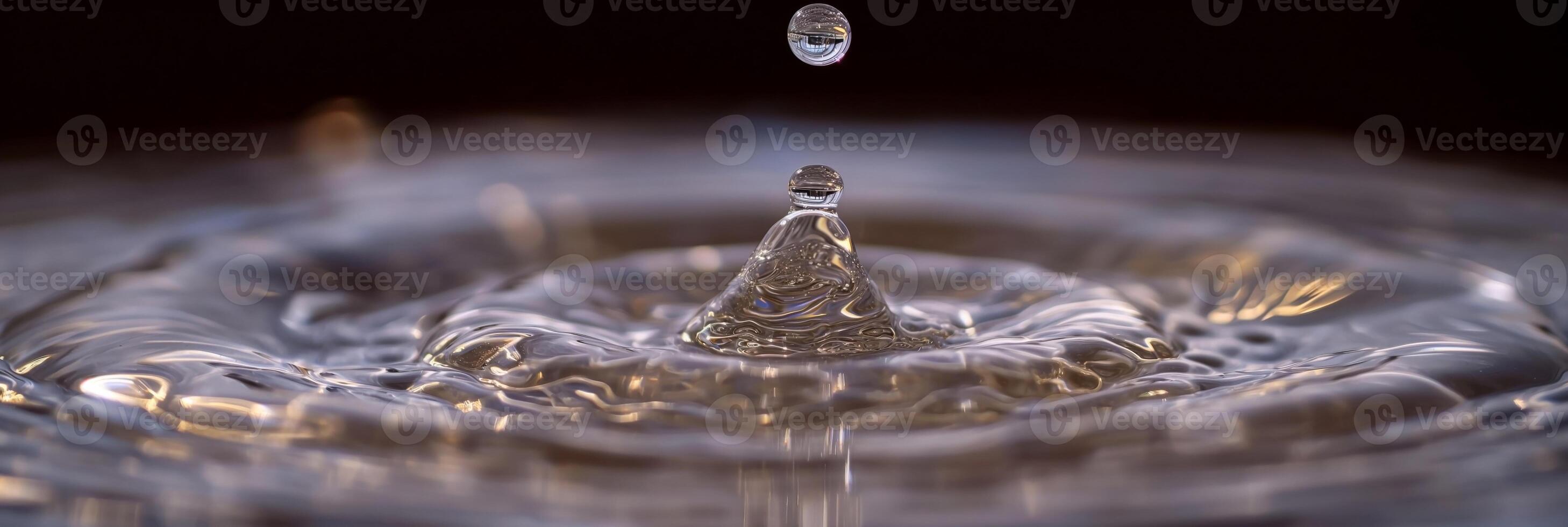 AI generated Tranquil Water Droplet Ripple Close Up photo