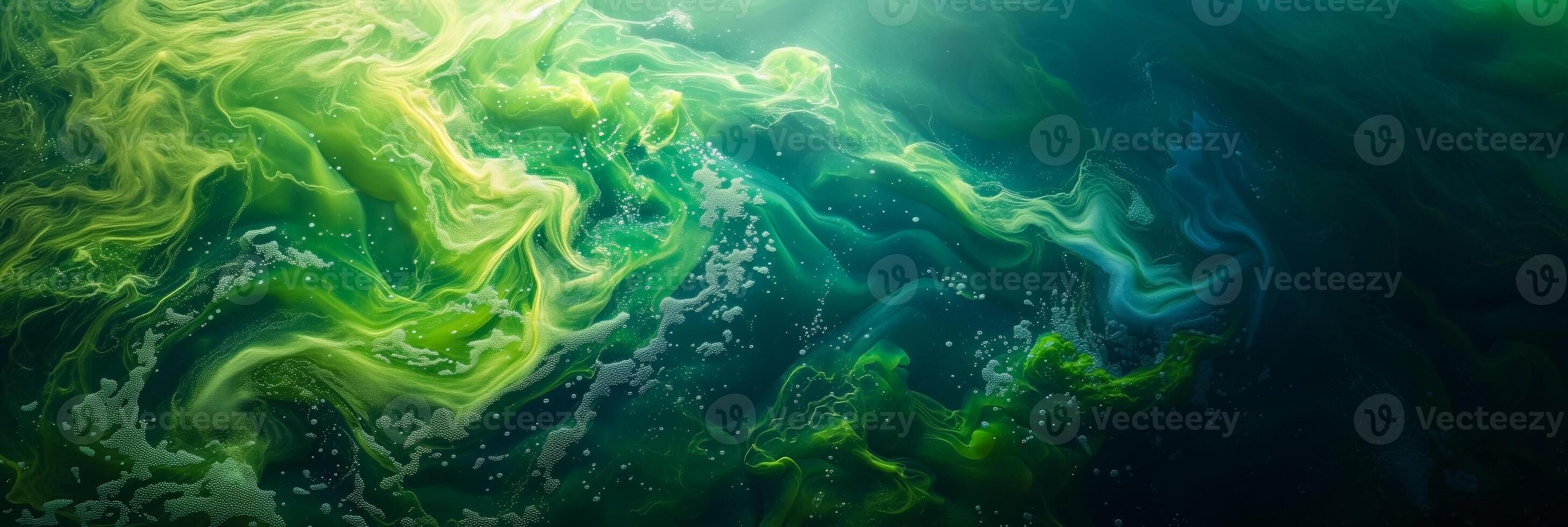 AI generated Green Navy Swirl Abstract Art Background photo