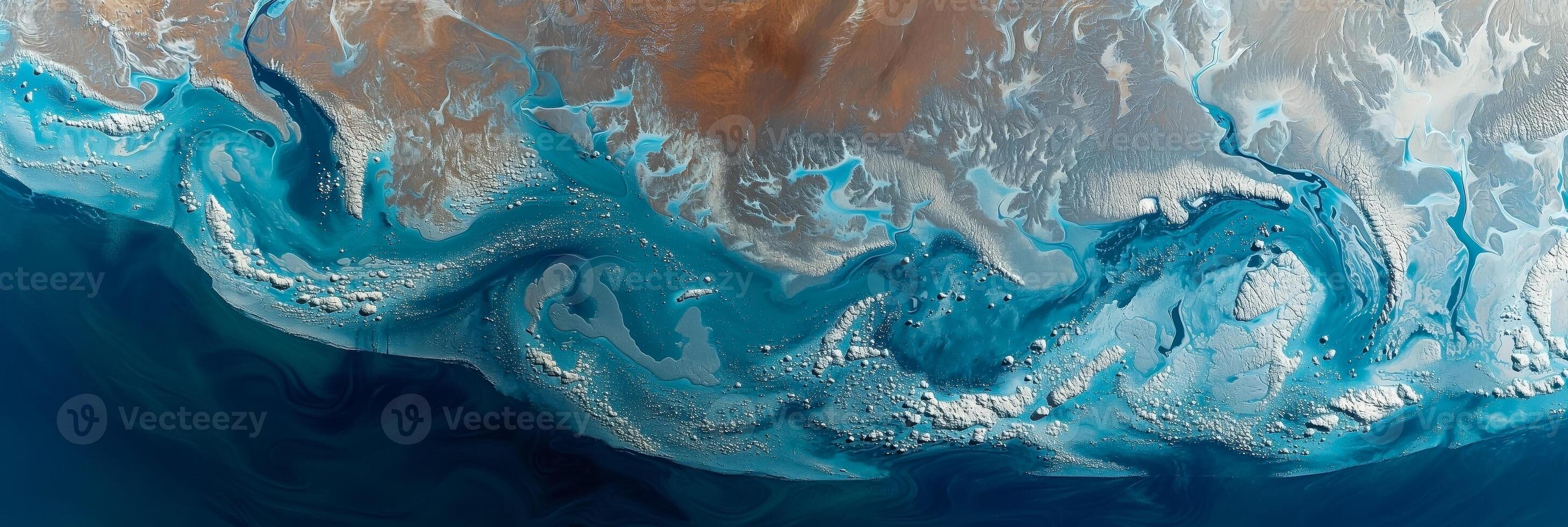 AI generated Aerial Abstract Glacier River Patterns photo