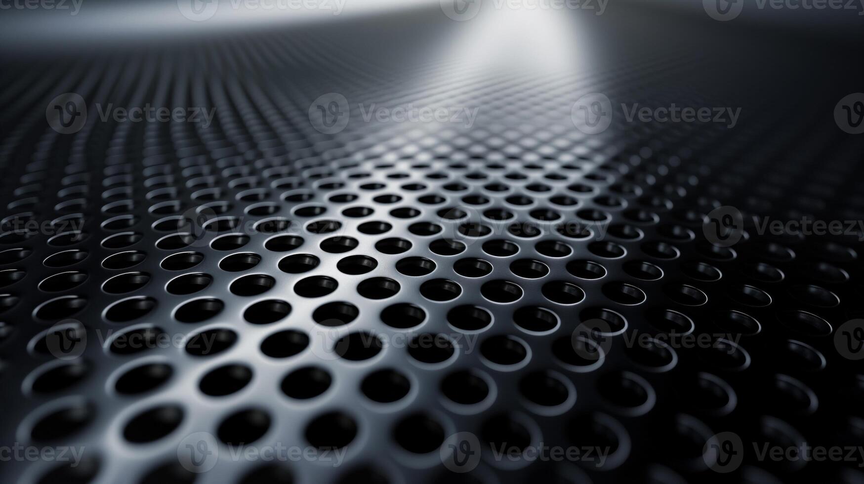 AI generated Abstract black metallic grid with a vanishing perspective, ideal for modern technology backgrounds with ample copy space photo