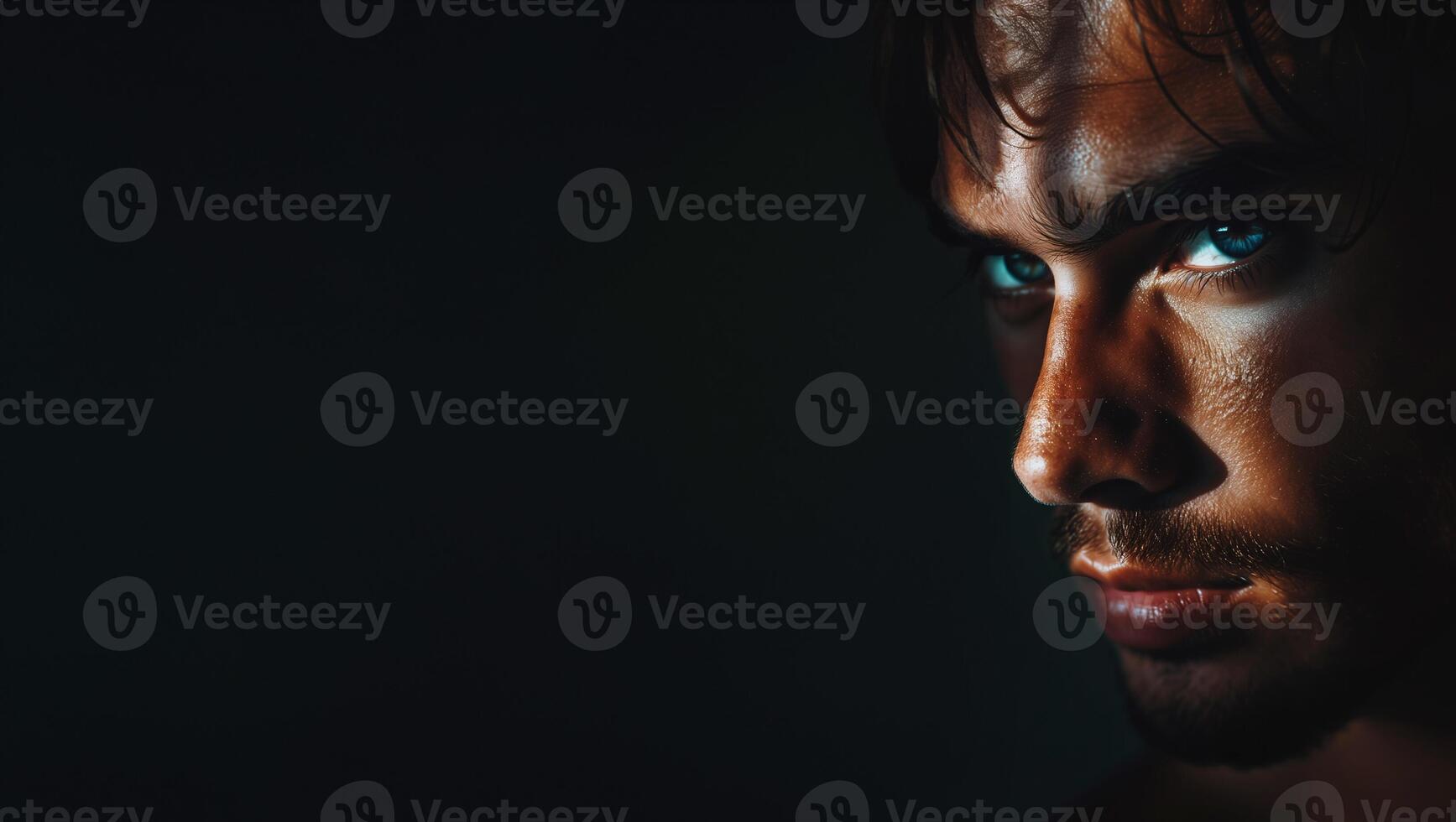 AI generated Young Caucasian Man Dramatic Portrait Space photo