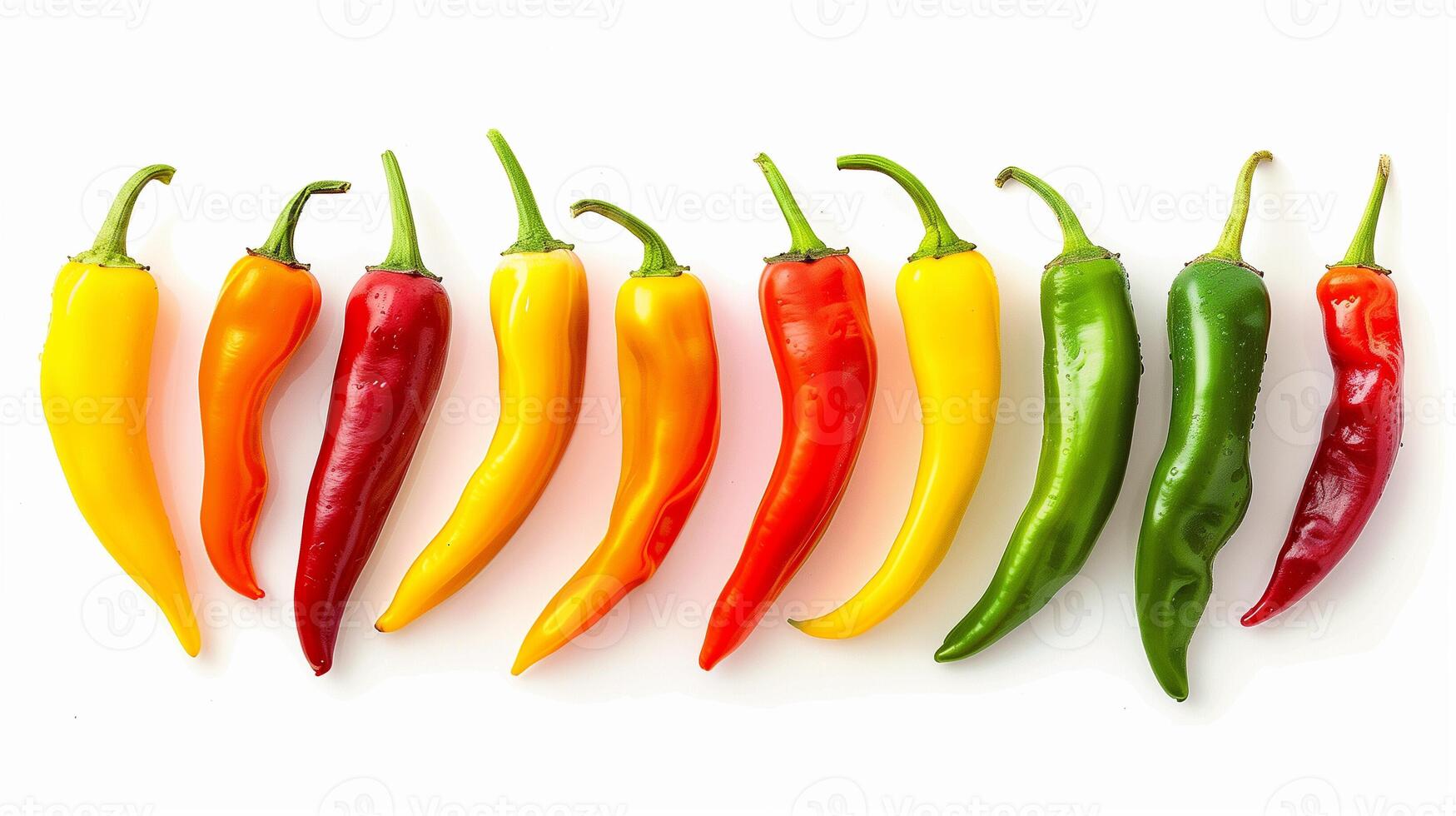 AI generated Vibrant Chili Peppers Array with Copy Space photo