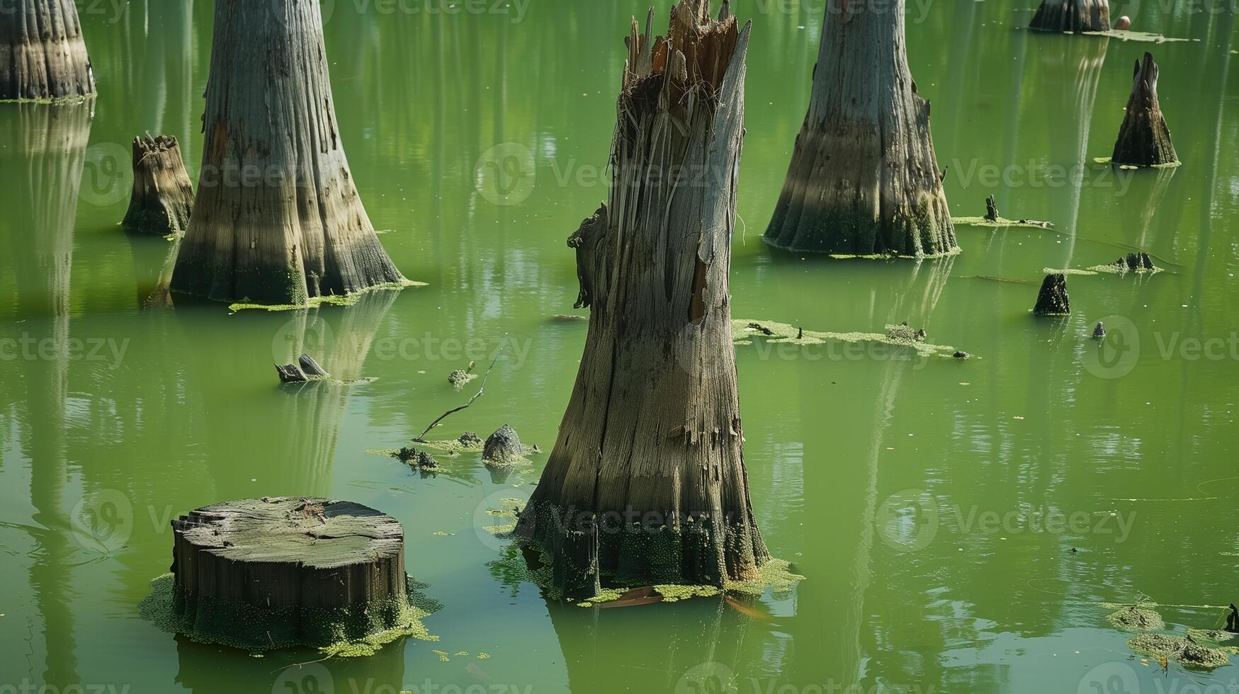 AI generated Mystic Cypress Swamp Reflections, Serene Backdrop photo