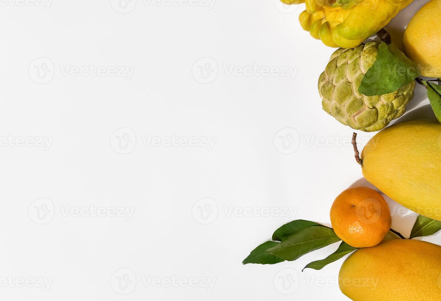 Tropical Fruit Assortment with Copy Space photo