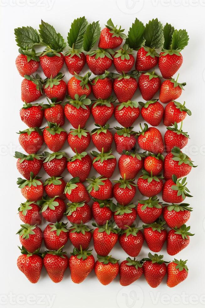 ai generado Fresco fresas en blanco con Copiar espacio foto