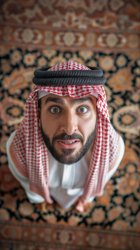 AI generated arabic man looking up photo