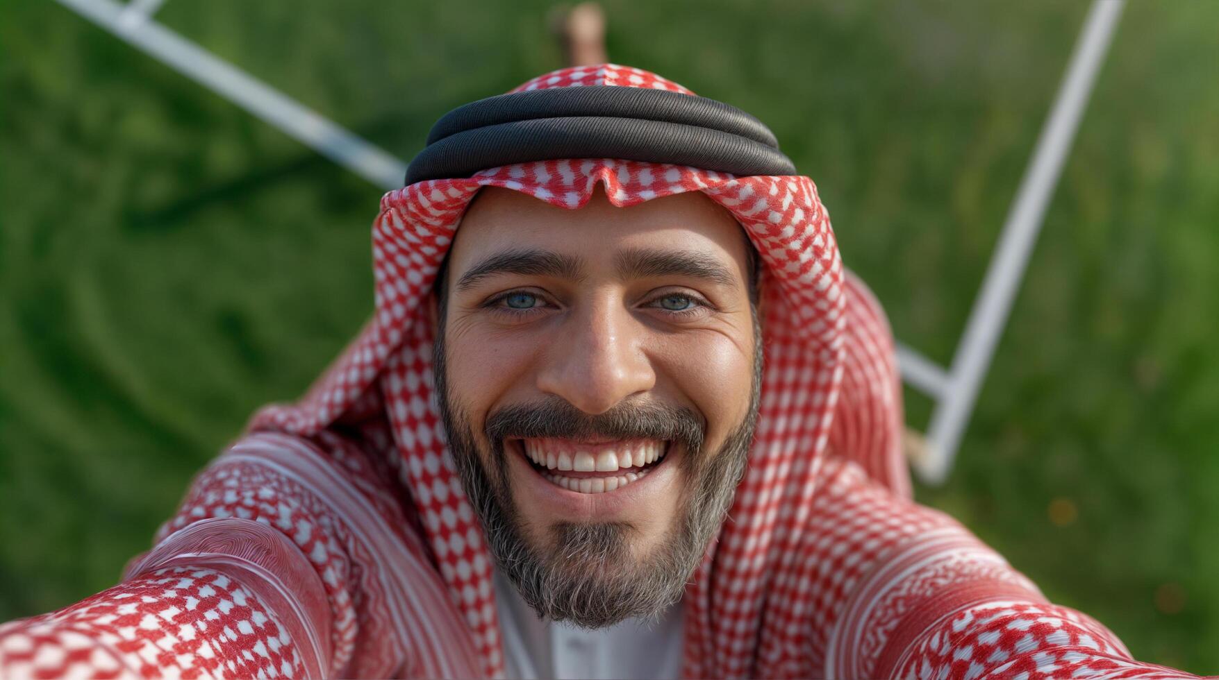 AI generated arabic man looking up photo