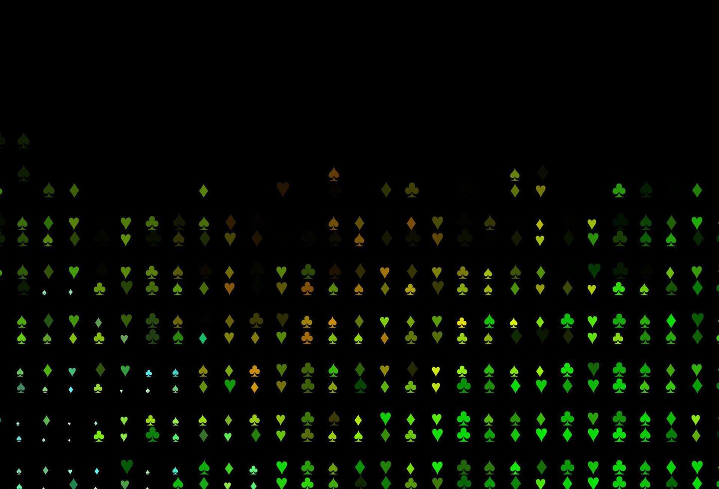 patrón de vector verde oscuro, amarillo con símbolo de tarjetas.