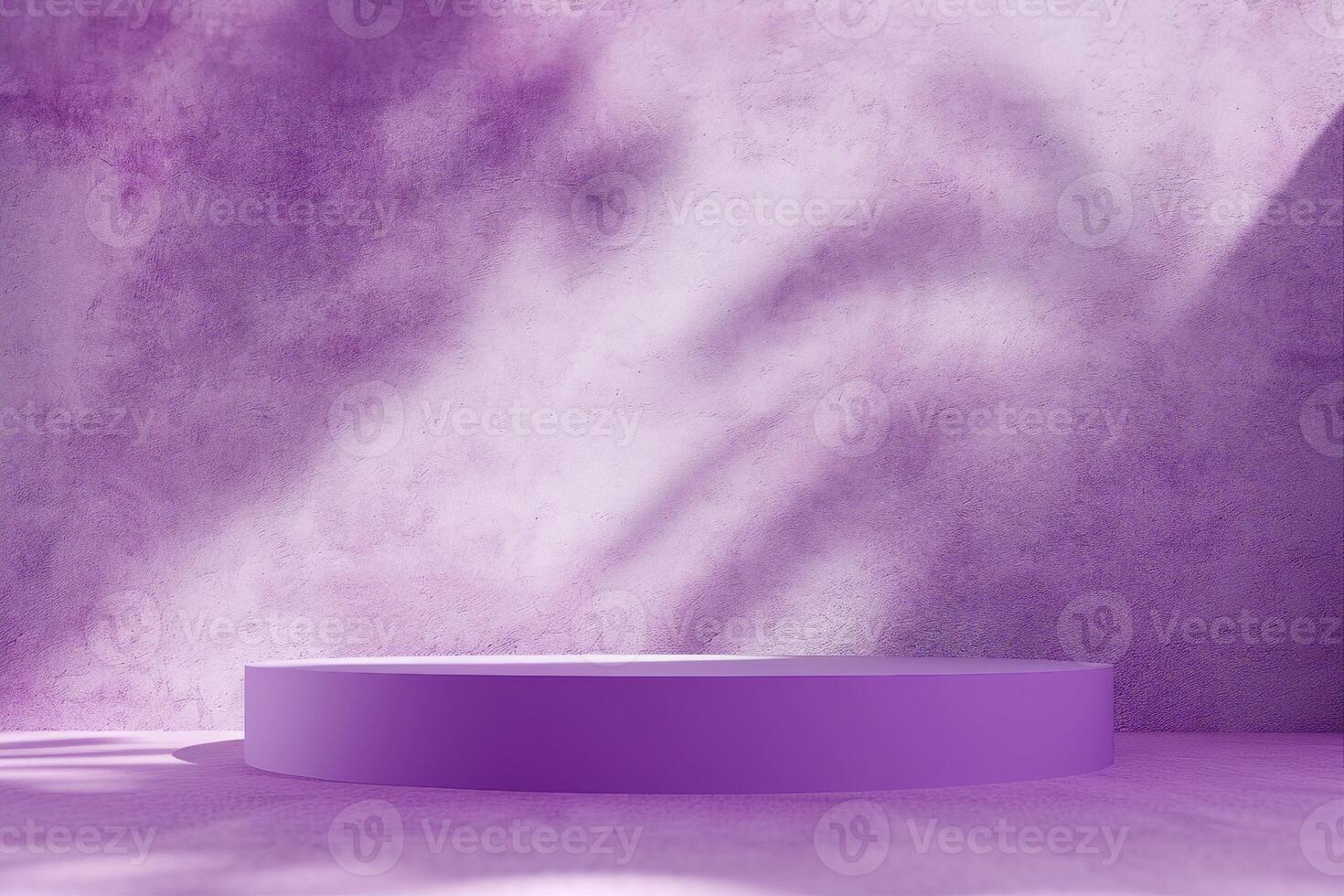 AI generated Purple Background Product Studio Podium Wall Scene Abstract Mockup Kitchen Table Cosmetic Shadow Leaves Empty Counter 3d Room Backdrop Shelf Minimal Floor Bg Summer Scene. photo