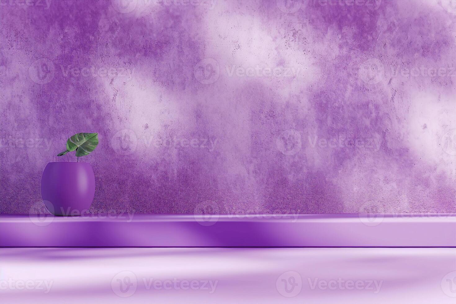 AI generated Purple Background Product Studio Podium Wall Scene Abstract Mockup Kitchen Table Cosmetic Shadow Leaves Empty Counter 3d Room Backdrop Shelf Minimal Floor Bg Summer Scene. photo