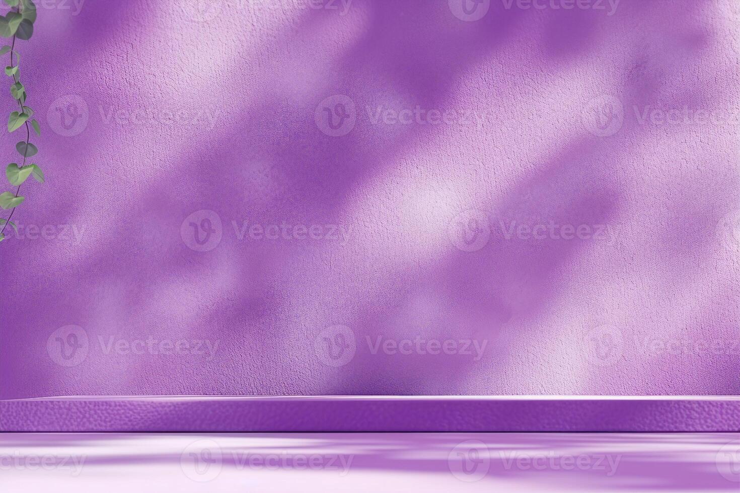 AI generated Purple Background Product Studio Podium Wall Scene Abstract Mockup Kitchen Table Cosmetic Shadow Leaves Empty Counter 3d Room Backdrop Shelf Minimal Floor Bg Summer Scene. photo