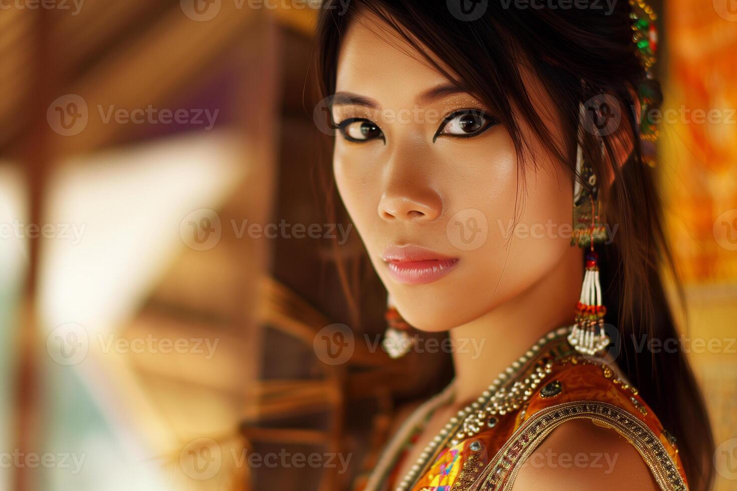 ai generado tailandés dama chico kathoey o Transgénero mujer en tradicional ropa foto