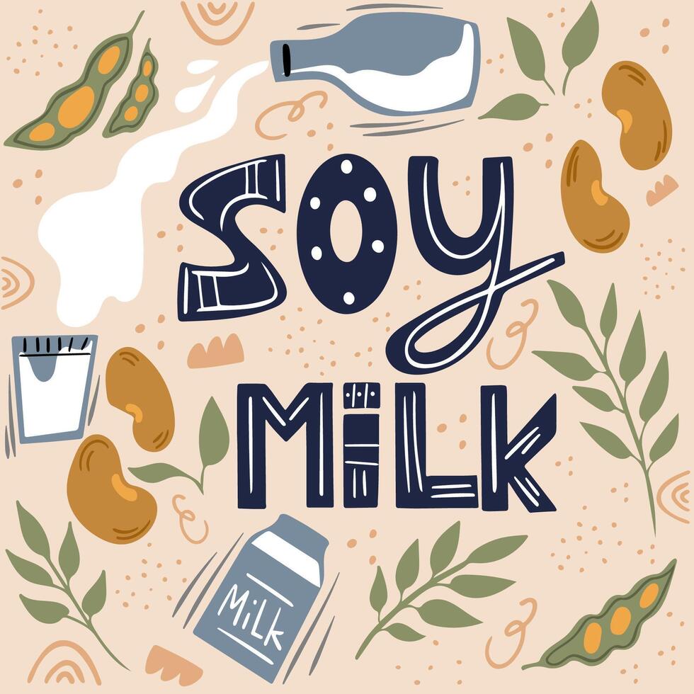 Soy milk. Milk for vegetarians. Lactose-free milk. vector