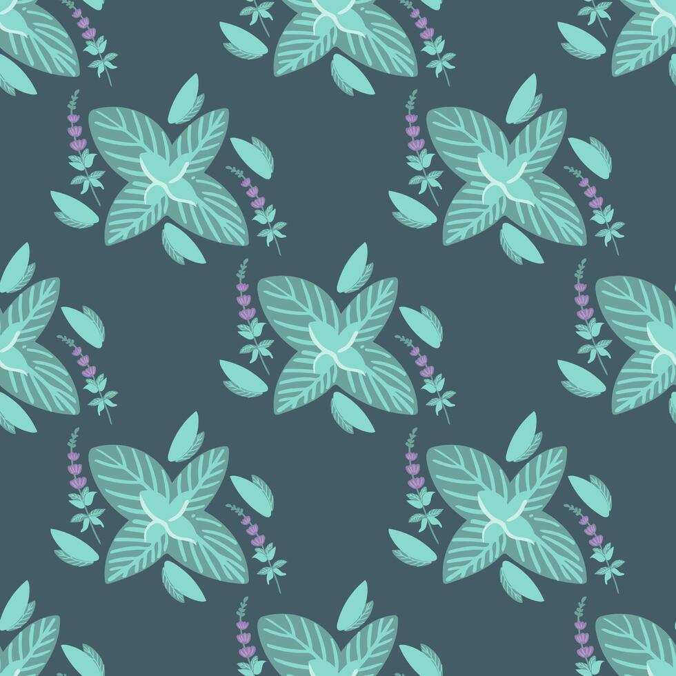 Seamless pattern with mint leaves. Melissa and menthol. For textiles, packaging, packaging paper vector