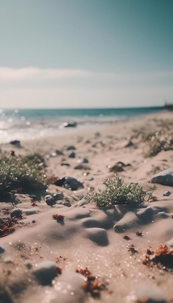 AI generated summer on the beach background merge in a tropical, tv art, wall art, adorned with vacation festive holiday photo