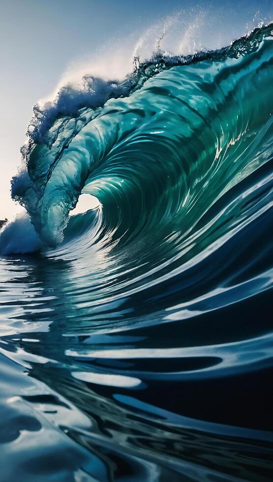 ai generado ola rotura, tsunami ola, pesado ola en un playa foto