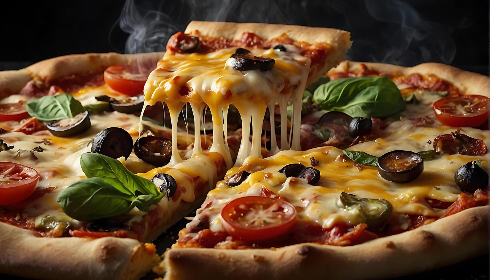 AI generated Pizza on a background, fast food, Cuisine Celebration with Grilled photo