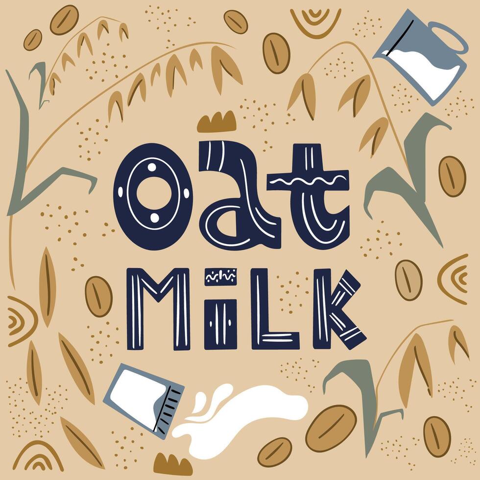 Oatmeal milk. Milk for vegetarians. Lactose-free milk. Alternative to dairy products. vector