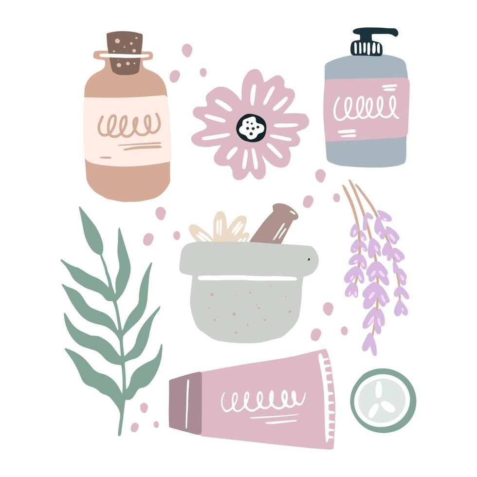 orgánico productos cosméticos. tubos y botellas de natural productos cosméticos. vector