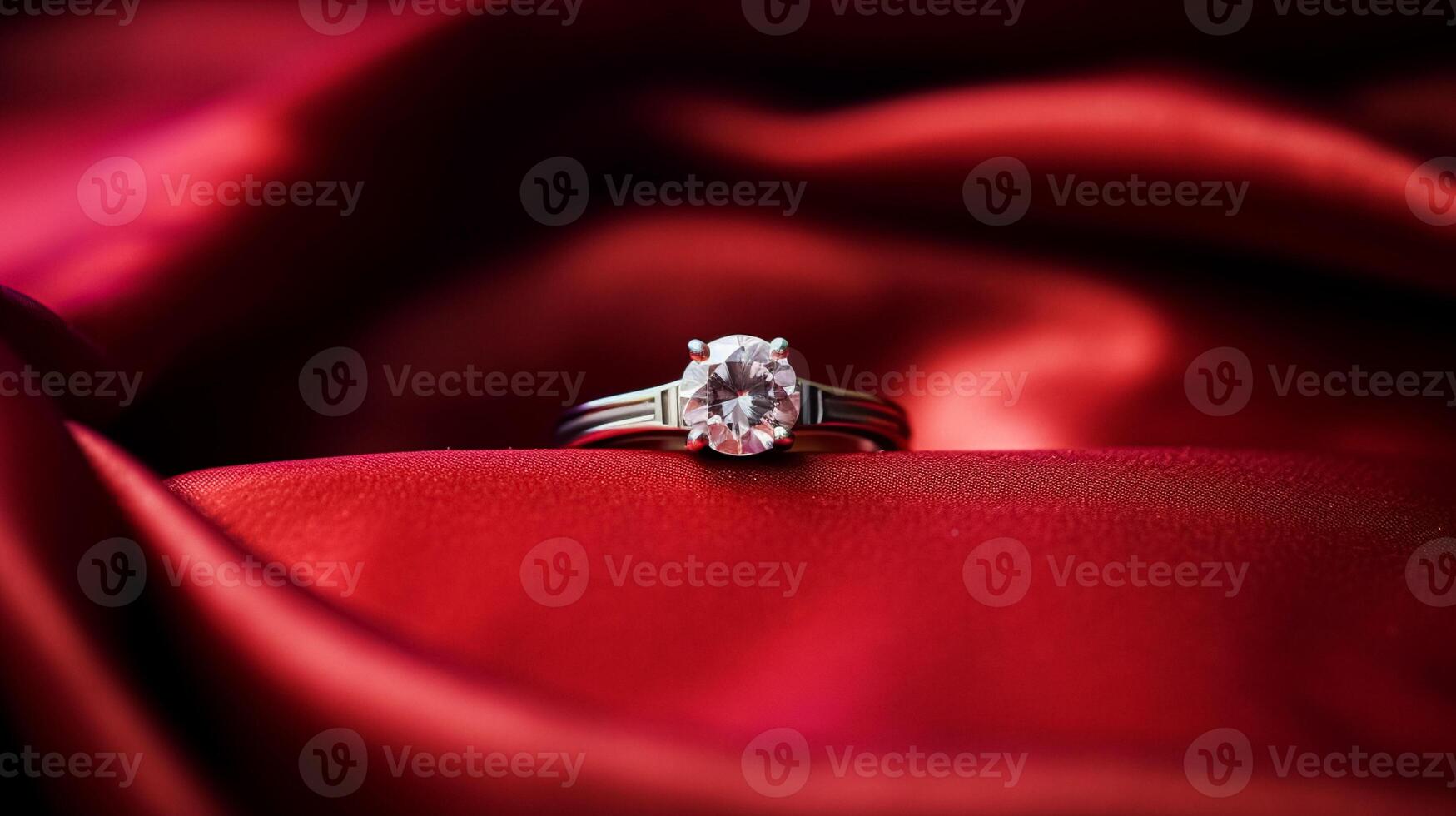 AI generated Jewellery, proposal and holiday gift, diamond engagement ring as symbol of love, romance and commitment photo