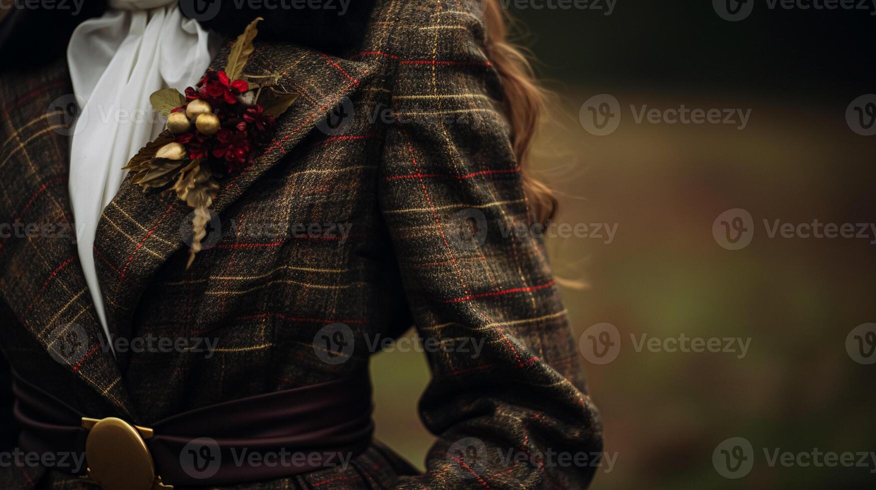 AI generated Womenswear autumn winter clothing and accessory collection in the English countryside fashion style, classic look photo