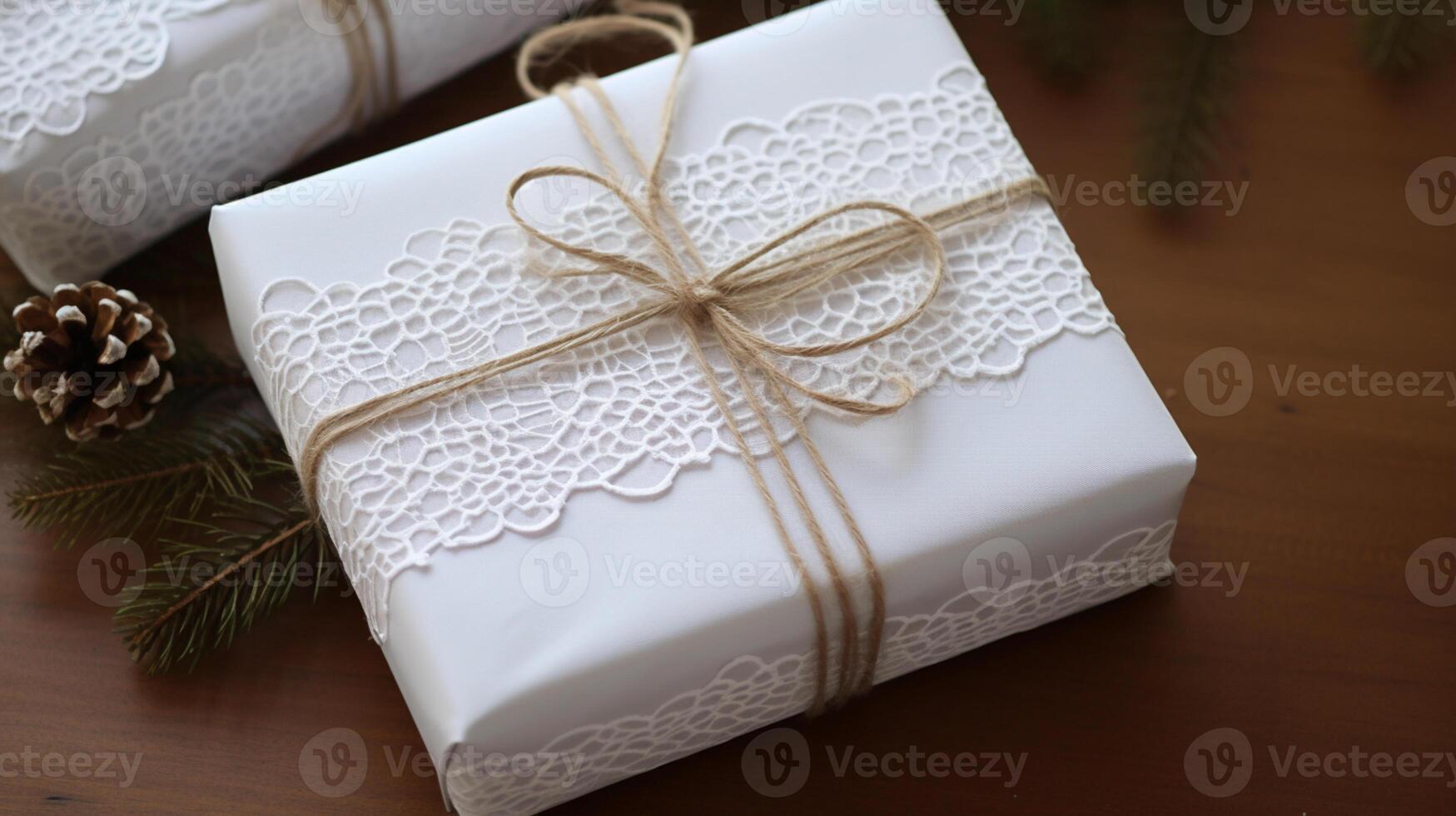 AI generated Christmas gift wrapping idea for boxing day and winter holidays in the English countryside tradition photo