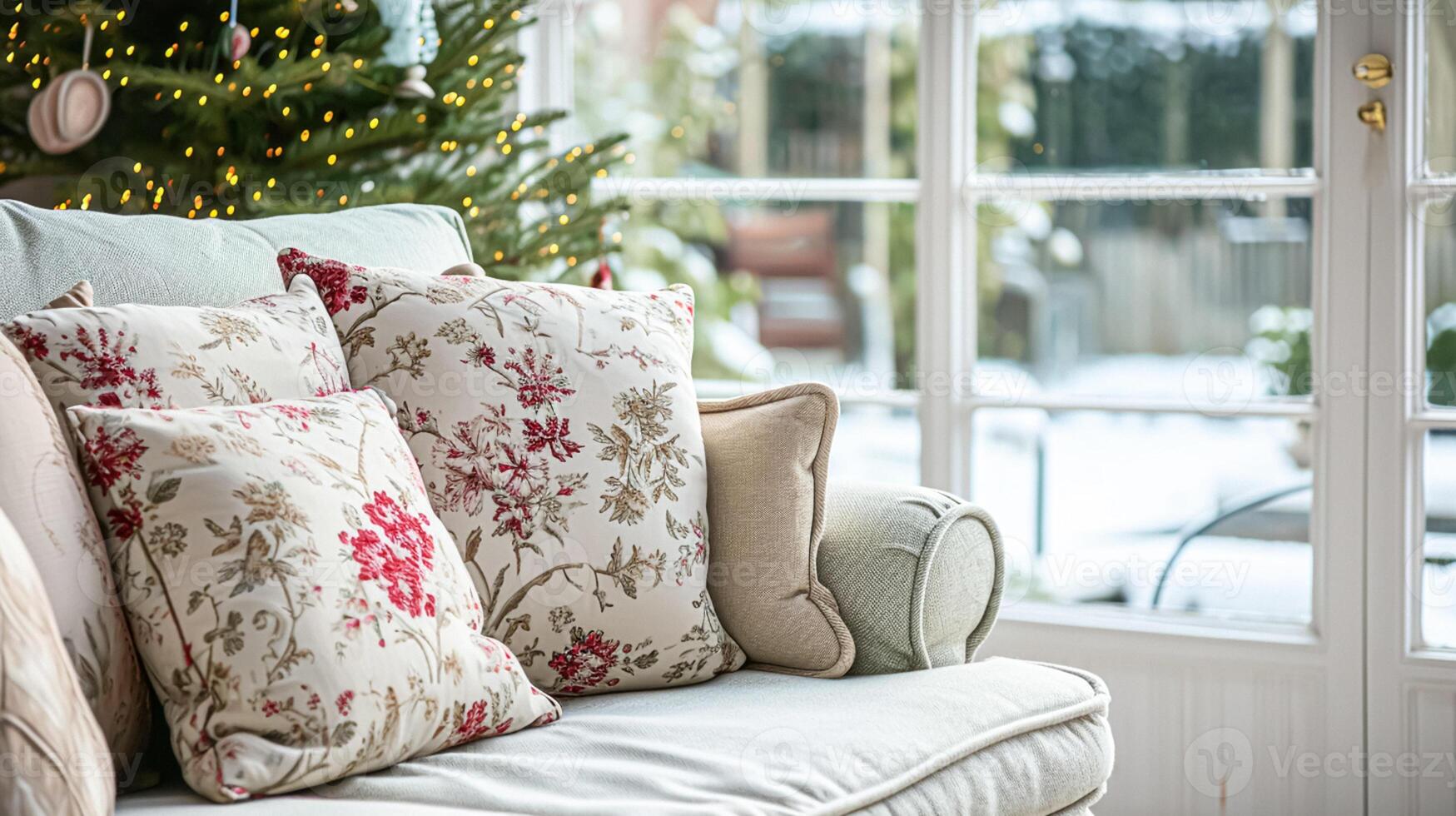 AI generated Cottage conservatory room decor, interior design and house improvement, garden furniture with sofa and home decor, English country house photo