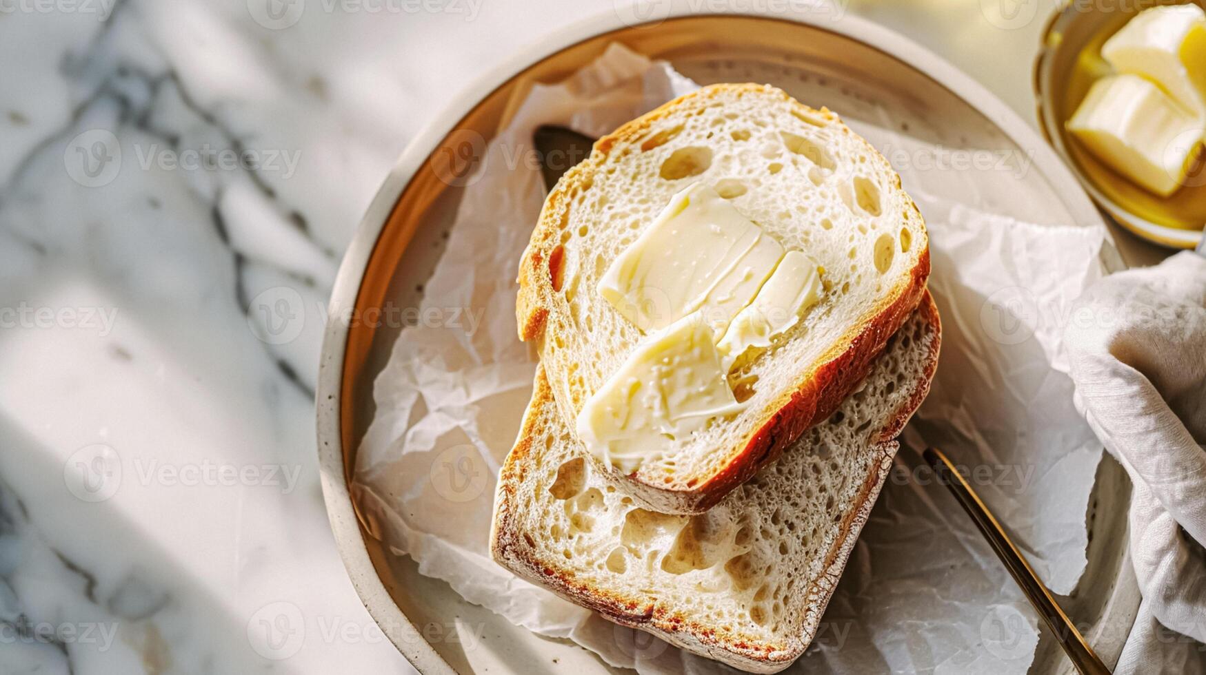 AI generated Bread and butter, homemade baking and traditional food, country life photo