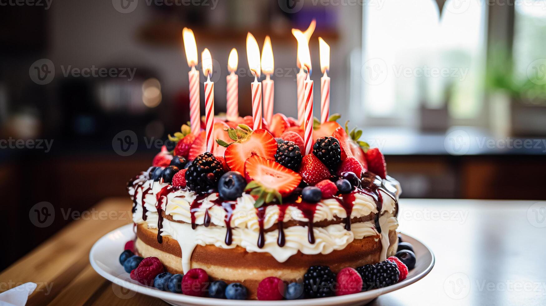 AI generated Homemade birthday cake in the English countryside house, cottage kitchen food and holiday baking recipe photo