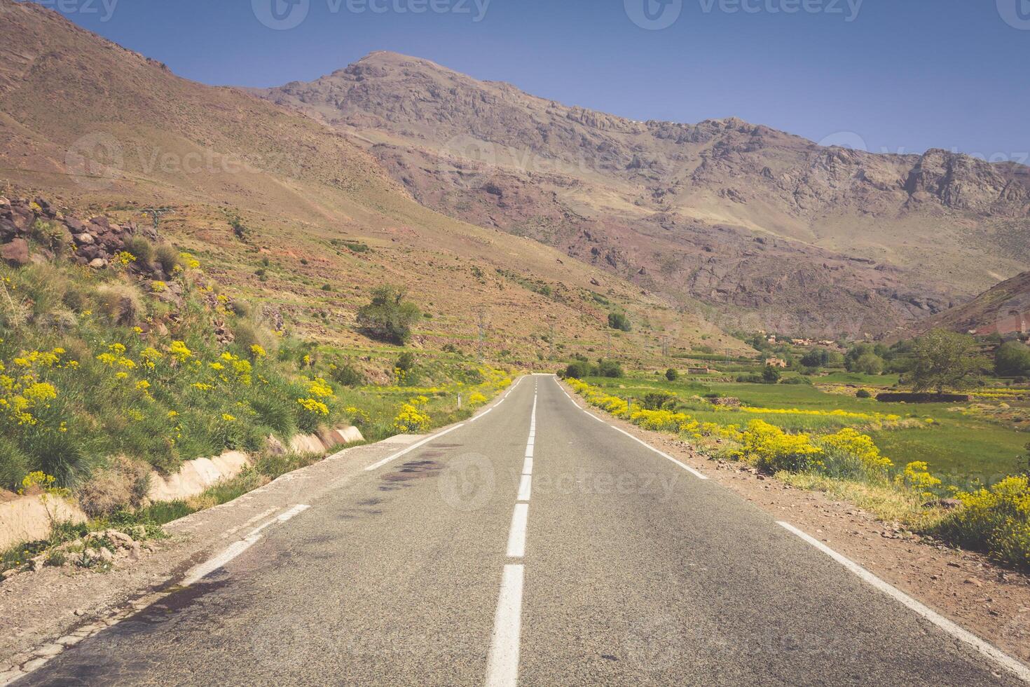 Morocco, High Atlas Mountains, Agricultural land on the fertile foothills near Ansi. photo